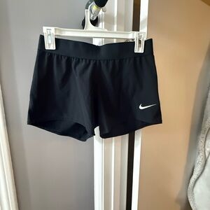 Nike Dri-Fit Black Athletic Shorts with White Swoosh